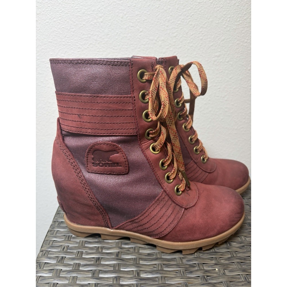 SOREL Hidden Wedge Boot~Joan Arctic Lexi Lace Up Waterproof ~US 8~Rose Leather - Picture 5 of 16